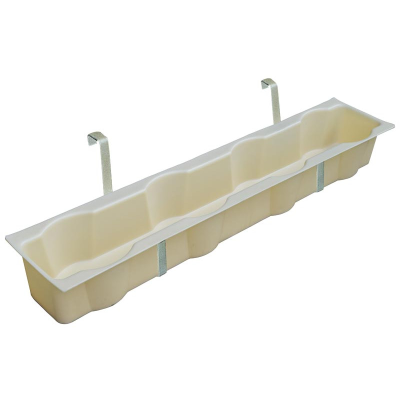 Suspended bucket holder feed trough