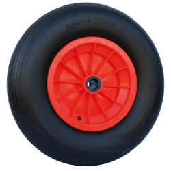 Solid wheel with plastic rim