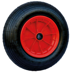 Inflatable wheel with plastic rim