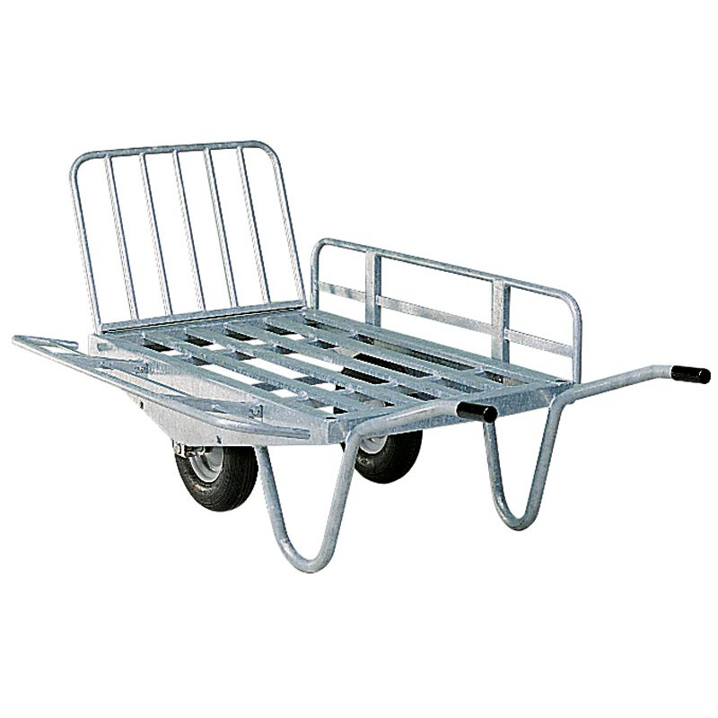 Two-wheel mettalic fodder wheelbarrow with foldaway sides