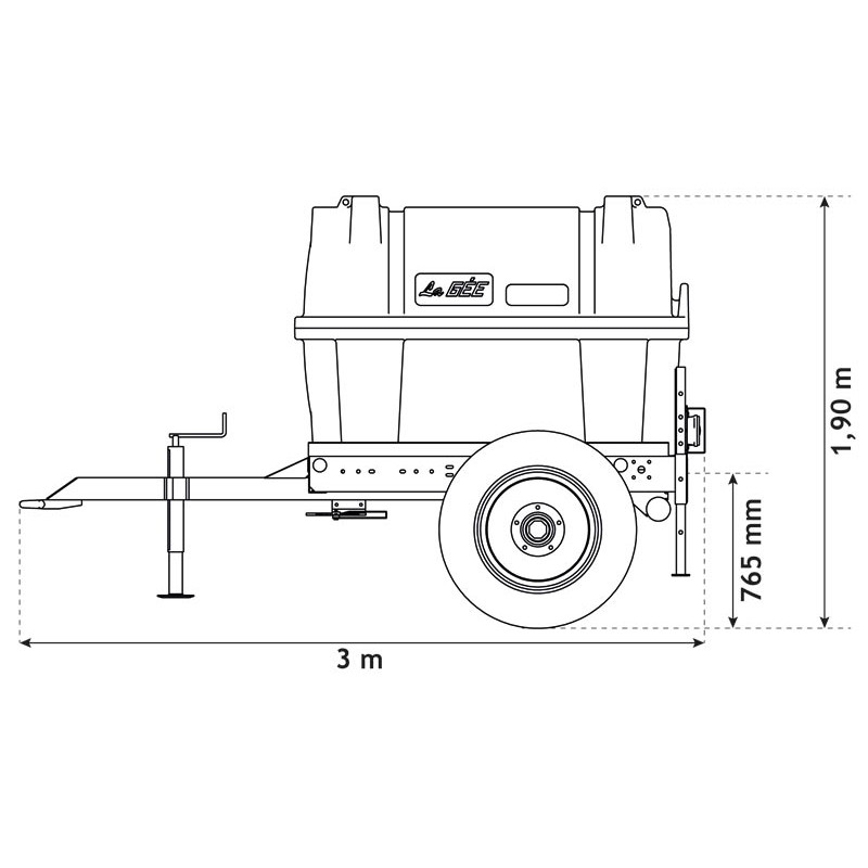 1500 l mobile tank trailer for tractor