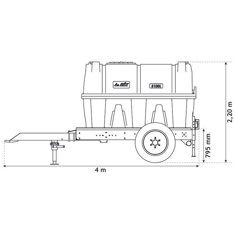 3100 l mobile tank trailer for tractor