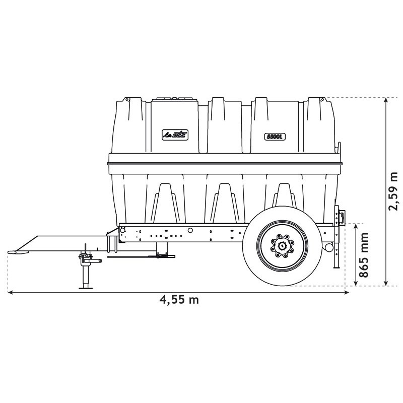 5500 l mobile tank trailer for tractor